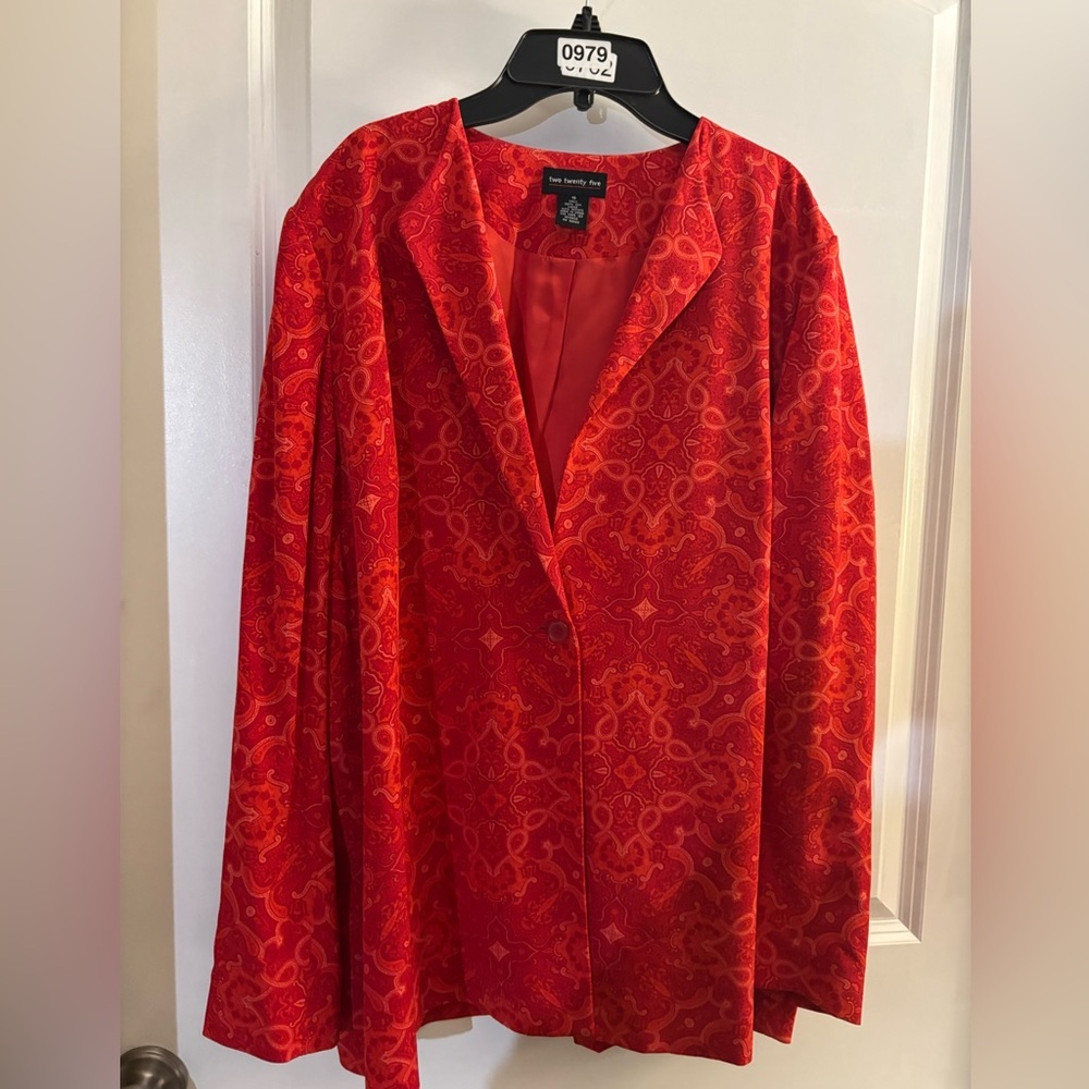 Women's Two Twenty Five Red Paisley Patterned Jacket sz 16